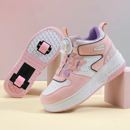 Children Junior Roller Skate Shoes Kids Sneakers with Two Boys Girls Wheels Shoes Running Adult Casual Boys Shoes size 31-42