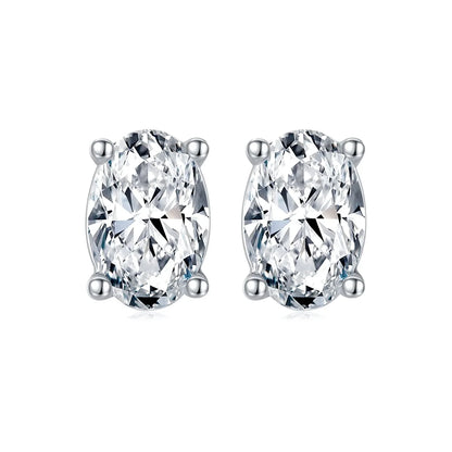 1-4carat Oval Cut Moissanite Chain Earrings for Women Solitaire Diamond Stud/Drop Earring 925 Silver Jewelry with Certificate