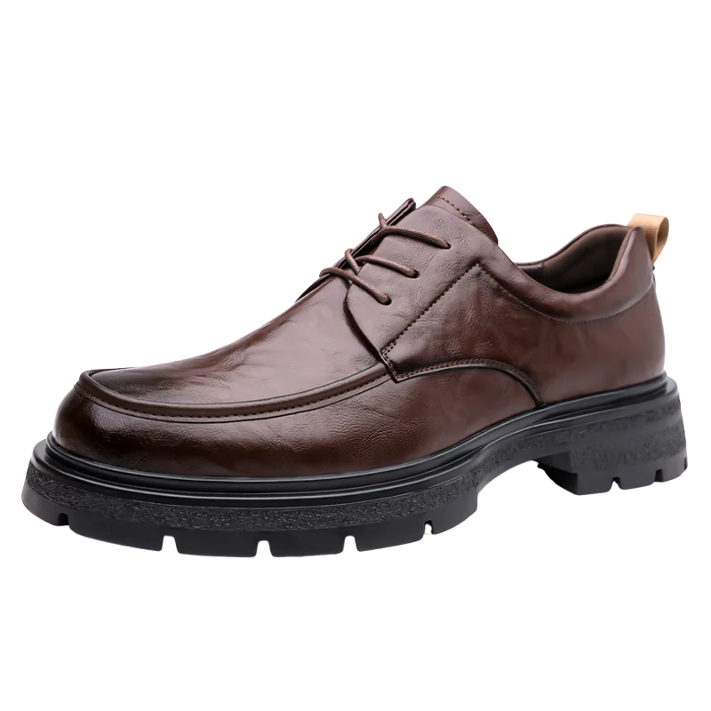 Men's Comfortable Genuine Leather British Thick-soled Business Leather Shoes for Spring 2025, New Lace-up Oxford Shoes