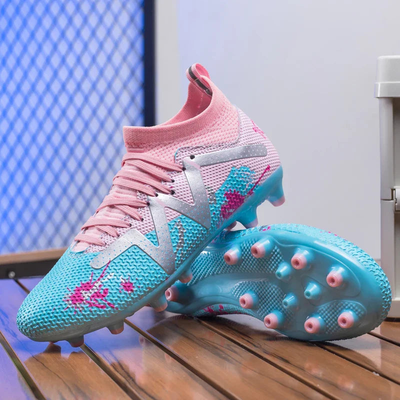 AG FG Athletic Soccer cleats PU Fabric Comfort Upper TPU Anti-slip Long Studs Sole Reliable Quality Adult Kids Training Shoes