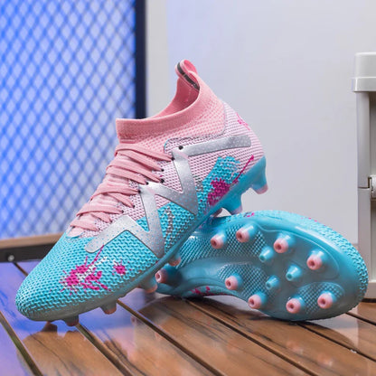 AG FG Athletic Soccer cleats PU Fabric Comfort Upper TPU Anti-slip Long Studs Sole Reliable Quality Adult Kids Training Shoes