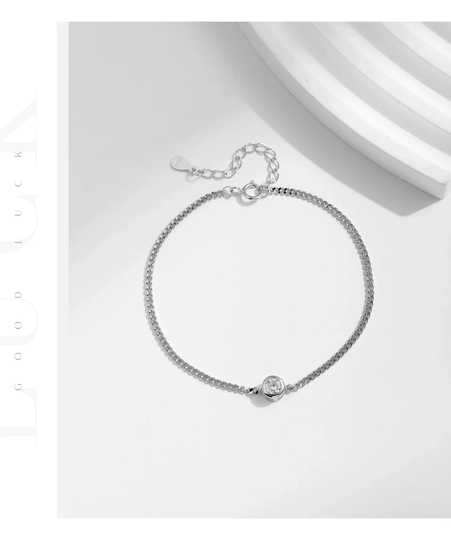 0.25CT Moissanite Bezel Setting Bracelet For Women Diamond 925 Sterling Silver Elegant Chain Bracelet Wedding Jewelry