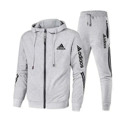 Men's casual sports and fitness set, Spring and Autumn outdoor fashion hooded zipper jacket + jogging pants two-piece set