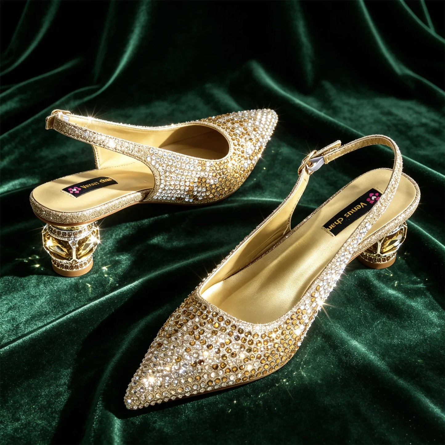 New Itlian Design Blue Color Rhinestone High Heel Shoe And Bag Fashion Style Pointed-Toe Shoes For COMFORT INCLUDED Women Shoes