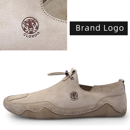 Breathable Light Anti-slip Outdoor Flat Shoes for Men Casual Driving Shoes Genuine Leather Boat Shoes Soft Sole Footwear