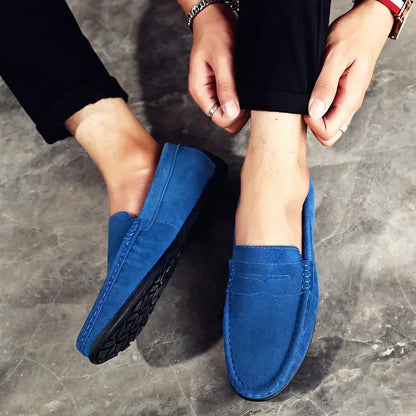 High Quality Leather Men Loafers  Slip on Mens Casual Shoes Fashion Flats Male Driving Shoes Moccasins Ten Colors Size 38-47