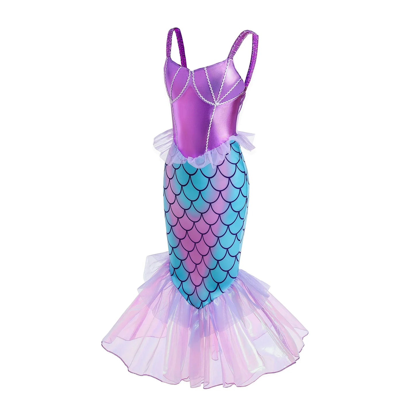 New Ariel Princess Little Mermaid Dress Girl Charm Cosplay Costume Kids Birthday Party Halloween Disguise Clothes