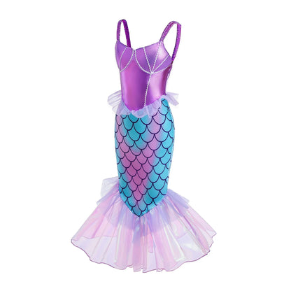 New Ariel Princess Little Mermaid Dress Girl Charm Cosplay Costume Kids Birthday Party Halloween Disguise Clothes