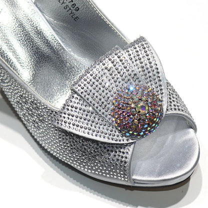 Italian Shoes And Bag Sets For Evening Party With Stones Italian Satin cloth  Rhinestone bow Handbags Match Bags