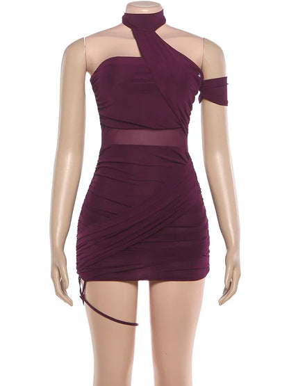 Backless Summer Trend See Through Sexy Dress Women Y2K Cross Bandage Halter Sleeveless Midnight Clubwear Mini Bodycon
