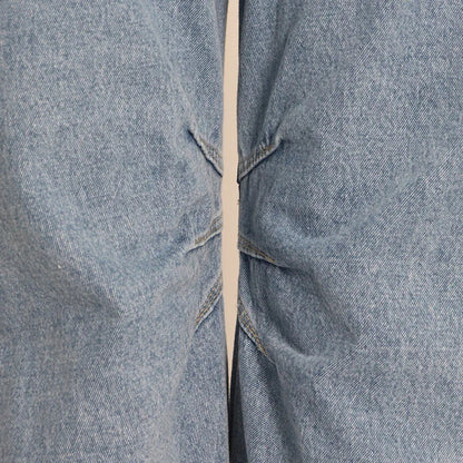 Jeans Feminino Moderno para Trabalho | Jeans Preto e Cinza de Rua com Vários Bolsos | Design Funcional Americano de Cintura Alta