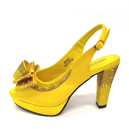 Shoes Matching Bag With Applique Mature African Ladies Super High Heels Sandals for Party Fashionable Italian Women