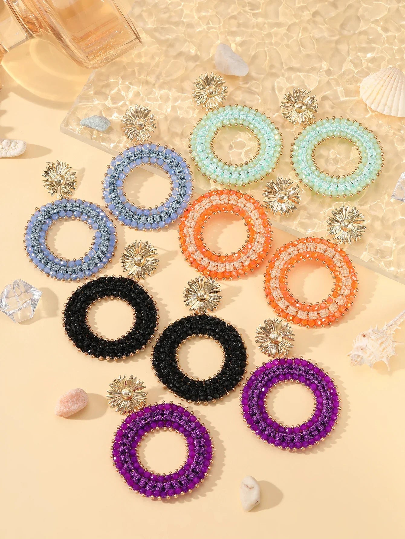 Big Water Drop Shape Drop Earrings For Women Colorful Beads Handmade Threading Crystal Long Earrings Jewelry Gift EA144