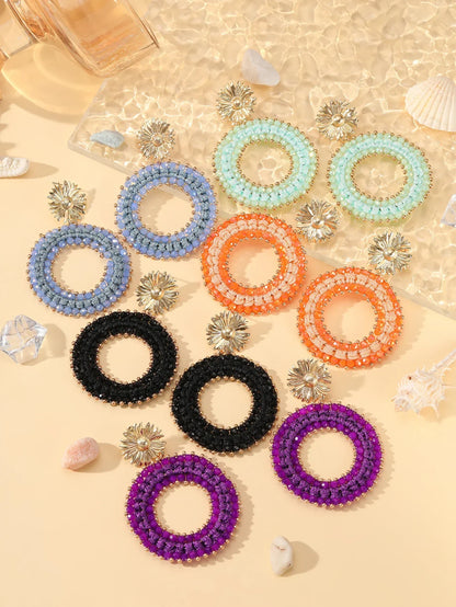 Big Water Drop Shape Drop Earrings For Women Colorful Beads Handmade Threading Crystal Long Earrings Jewelry Gift EA144