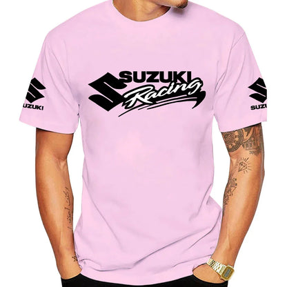 2026 Racing Summer New 100% Cotton Fashion Trend Men T-shirt Daily Outdoor Sports Party Casual Loose Street Short-sleeve