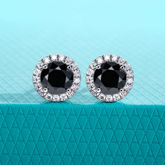 1ct Black Moissanite Classic Earring 925 Sterling Silver 18K Plated Stud Earrings for Woman Fine Jewelry Wholesale