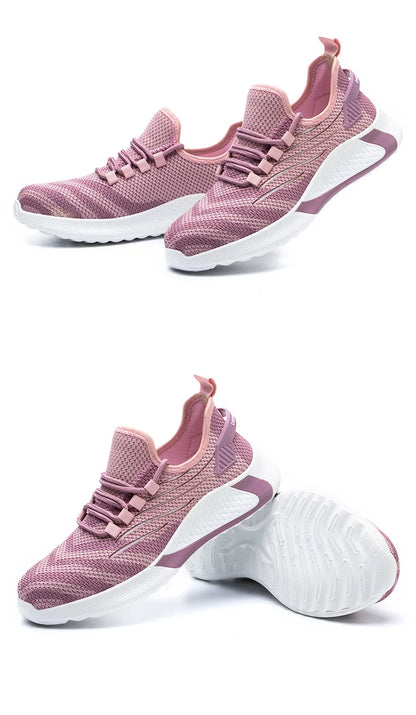 Pink women's safety shoes Steel head anti-smash Light soft breathable work shoes Women's outdoor industrial safety shoes