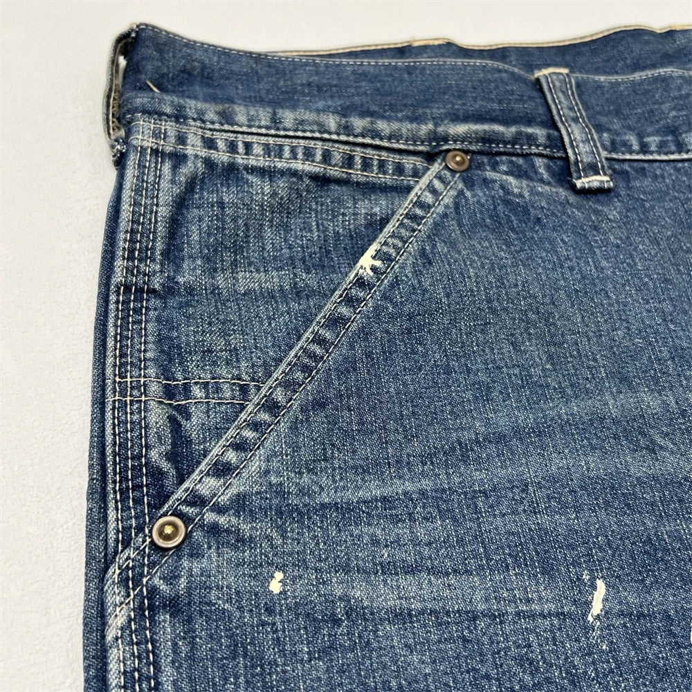 Black Nice Washed Damaged Saint DOUBLE KNEE Zipper Denim Shorts Men Women Oversized Shorts