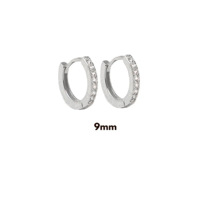 925 Sterling Silver Gold Zircon CZ 5mm 6mm 7mm 8mm To 13mm Huggies Hoops Piercing Pendiente Clips Luxury Fine Jewelry