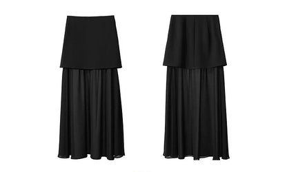 Women's Skirt 2026 Spring New Elegant Patchwork Chiffon Long Skirt Solid Color Straight Versatile Woman Clothes 12641047