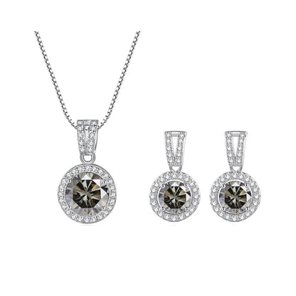 2ct total Moissanite Jewelry Set Sterling Silver 925 Necklace Earrings Fine Jewerly Wedding Set Pass Dismond Tester