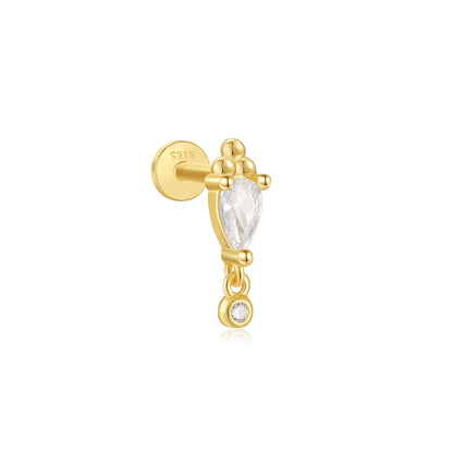 1PC Four Pointed Star Moon Tassel Lotus Cartilage Spiral Puncture 925 Sterling Silver Stud Earring For Women Ins Earring