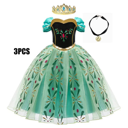 Full Printing Kids Cosplay Anna Princess Costume Fancy Birthday Carnival Party Prom Dress Toddler Role Play Clothing Outfits