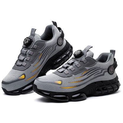 Rotating Button Protective Safety Shoes Men Steel Toe Sneakers Air Cushion Work Shoes Man Puncture Proof Work Safety Boots