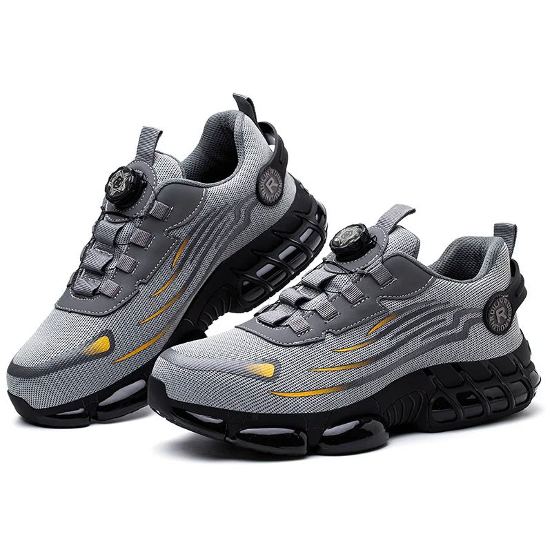 Rotating Button Protective Safety Shoes Men Steel Toe Sneakers Air Cushion Work Shoes Man Puncture Proof Work Safety Boots