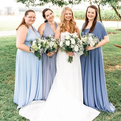 Sexy Bridesmaid Dress Infinity Style Convertible Halter V neckline Gown Sleeveless Multiway Wrap Changable Guest Gown