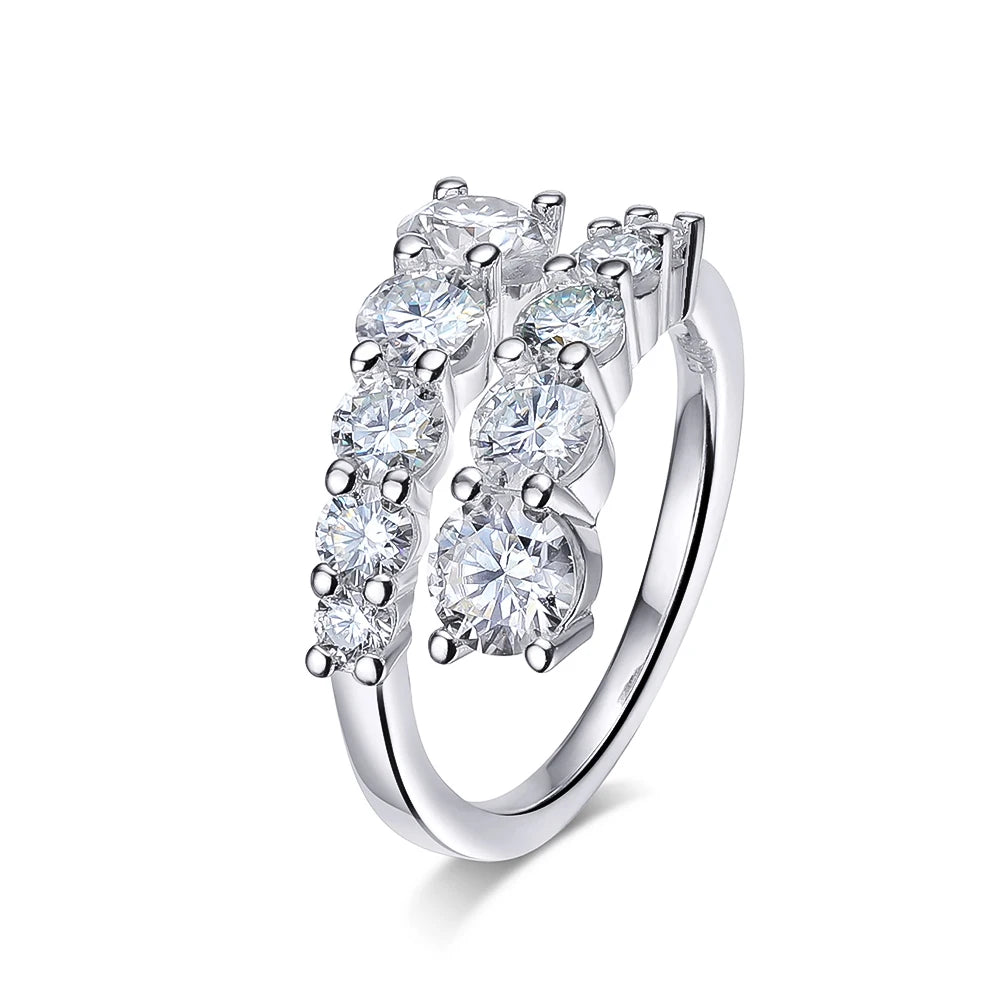 D VVS Moissanite Rings for Women Sparkling Diamond Engagement Wedding Band with GRA 925 Sterling Sliver Plated 18k Ring