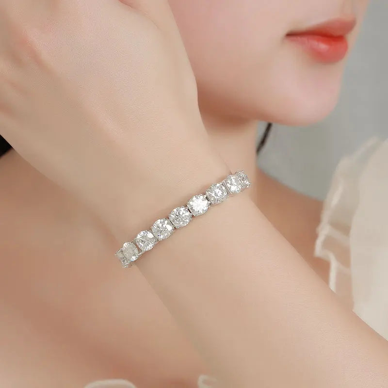 Each 6.5/8mm Full Moissanite Tennis Bracelets for Women Men Hip Hop Original Full Diamond 925 Sterling Silver Chain GRA
