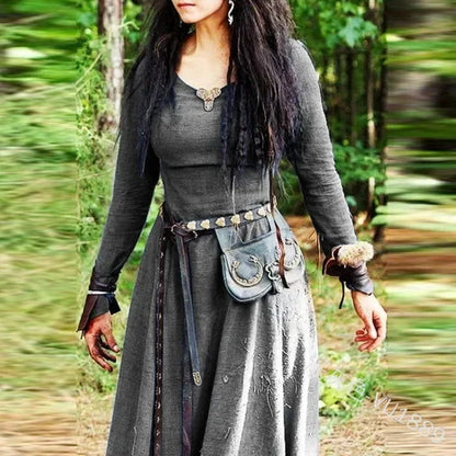 Dress Women Long Sleeve Maxi Robe Vintage Fairy Elven Dress Renaissance Celtic Viking Gothic Cosplay Costumes