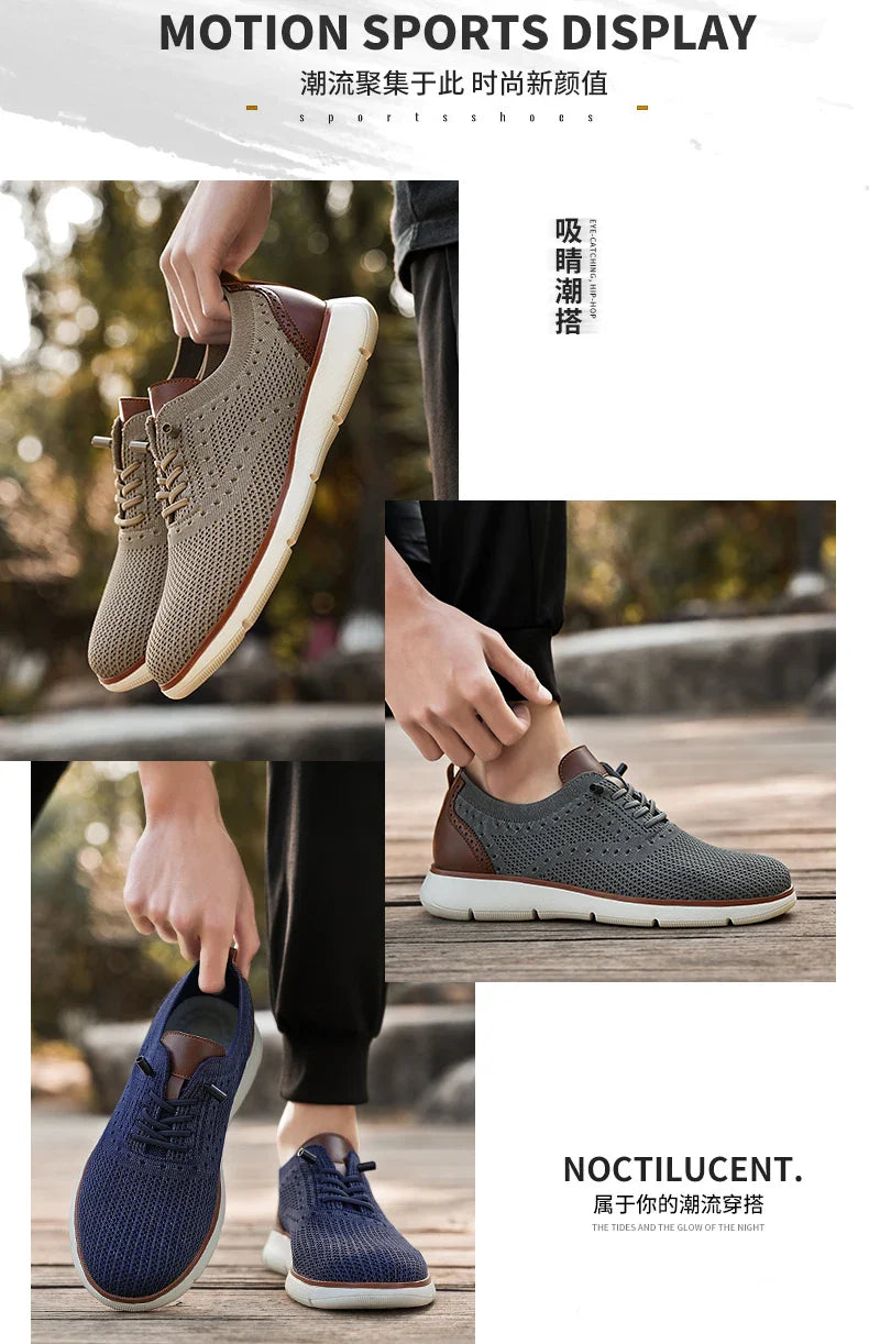 Large Size Comfortable Men's Shoes Light Fashion Casual Sports Shoes Breathable Flying Mesh Top Loafers
