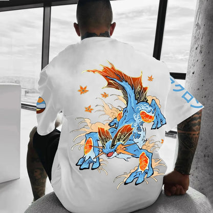 Print T-shirt 2025 Summer New Men's Street Wear Loose Casual Trend Versatile Children's Parent-child Wear Top