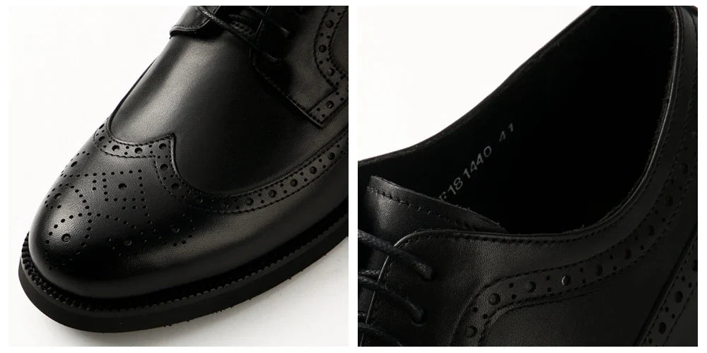 Vintage Brogue Derby Shoes Full Grain Leather Business Party Dress Shoes for Men
