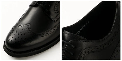 Vintage Brogue Derby Shoes Full Grain Leather Business Party Dress Shoes for Men