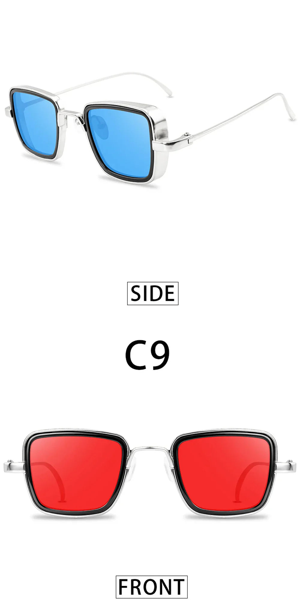 Brand Shades Men Women Sun Glasses UV400 Square Vintage Metal Steampunk Sunglasses