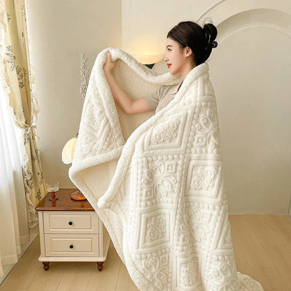 Ultra Soft Double Layer Fleece Blanket for Bed Thickened Cozy Velvet Warmth Blanket Autumn Winter Plush Blankets for Sofa Nap