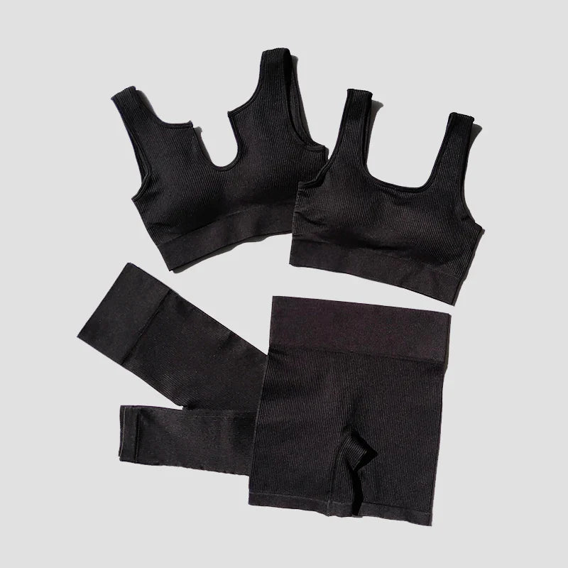 2/4/6PCS Seamless Women Yoga Set Workout Sportswear Fitness Bra Sport Pants Gym Clothing High Waist Leggings Shorts Sports Suits