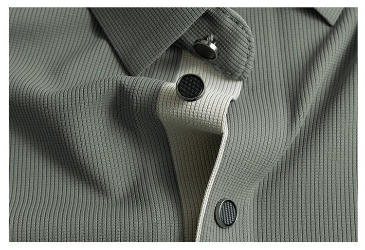 High End Brand Quality Men's Polo Shirt Autumn Exquisite Solid Color Letter Print Lapel Long Sleeve Business Classic Menswear