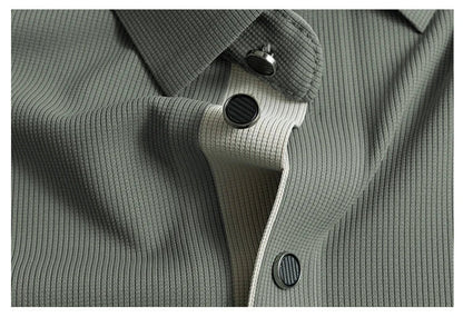 High End Brand Quality Men's Polo Shirt Autumn Exquisite Solid Color Letter Print Lapel Long Sleeve Business Classic Menswear