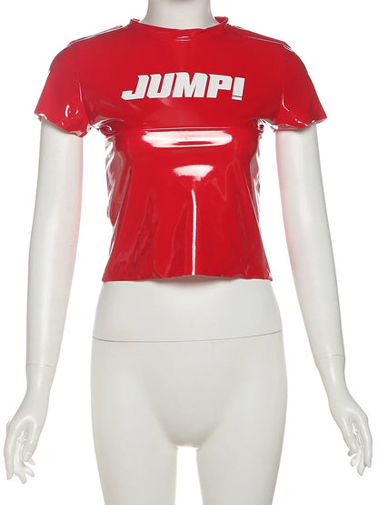 Summer New Trend T-Shirts Women Letter Print Reflection Design Short Sleeve Hot Girls High Street Style Crop Tops