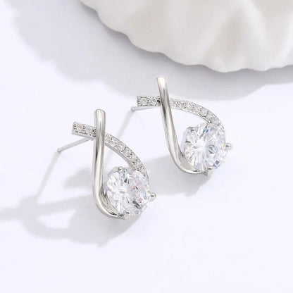 Vintage Cross Stud Earrings For Women Girls Korean Style Elegant Crystal Jewelry Ear Rings Fishtail Lady Earrings Gift