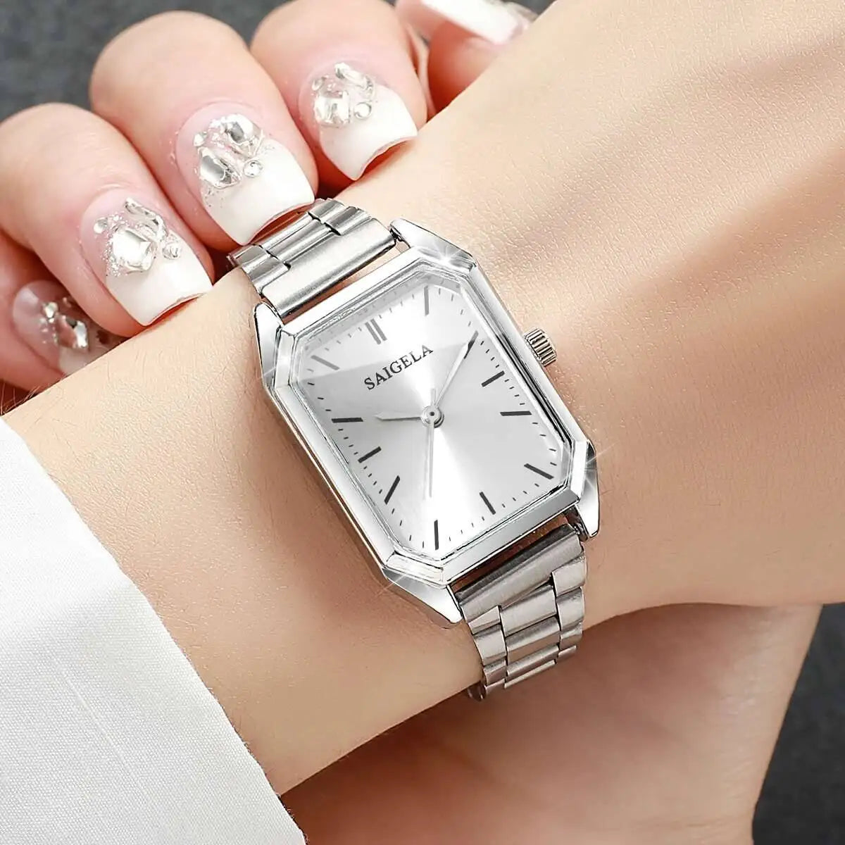 Fashion Rectangle Women Watches Simple Analog Quartz Wristwatch for Girls Clock Gift Reloj Mujer（Without Box）