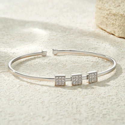 Real Moissanite Bracelets For Woman S925 Silver Adjustable Open Bangles Sparkling Lab Diamond Wedding Fine Jewelry Gift
