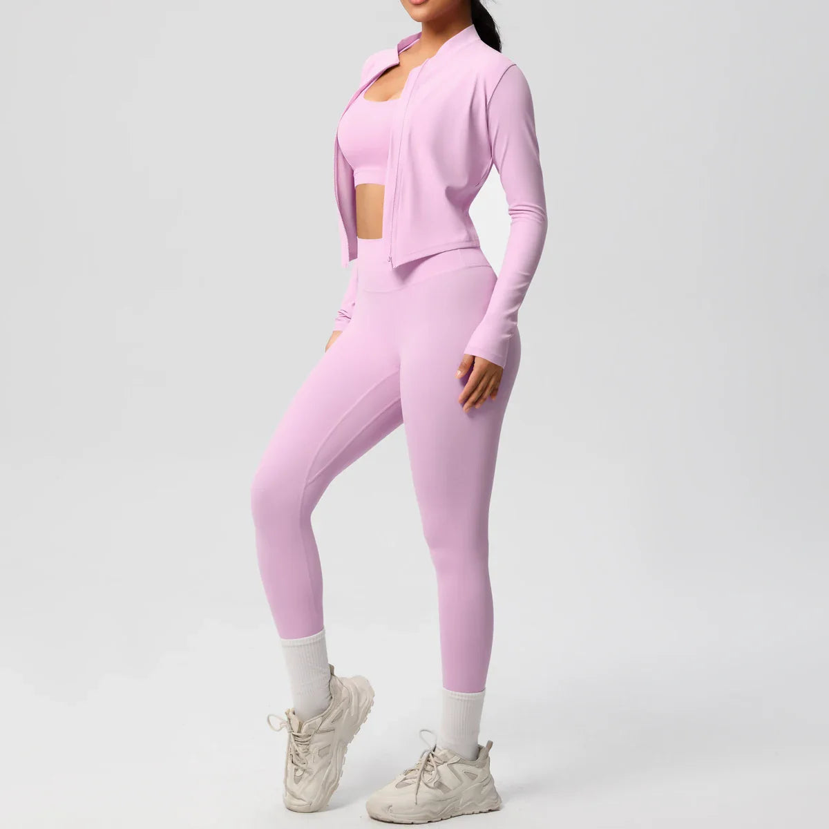 3pcs Sportswear Yoga Set Gym Sports Bra Zipper Jacket Leggings Clothes Sportswear Yoga Suits For Women Fitness Set Tracksuit