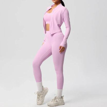 3pcs Sportswear Yoga Set Gym Sports Bra Zipper Jacket Leggings Clothes Sportswear Yoga Suits For Women Fitness Set Tracksuit