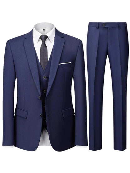 Men's Burgundy 2-Piece Suit Set (Blazer + Trousers Only, No Vest Included),Slim Fit Formal Business Wedding Party Jacket & Pants