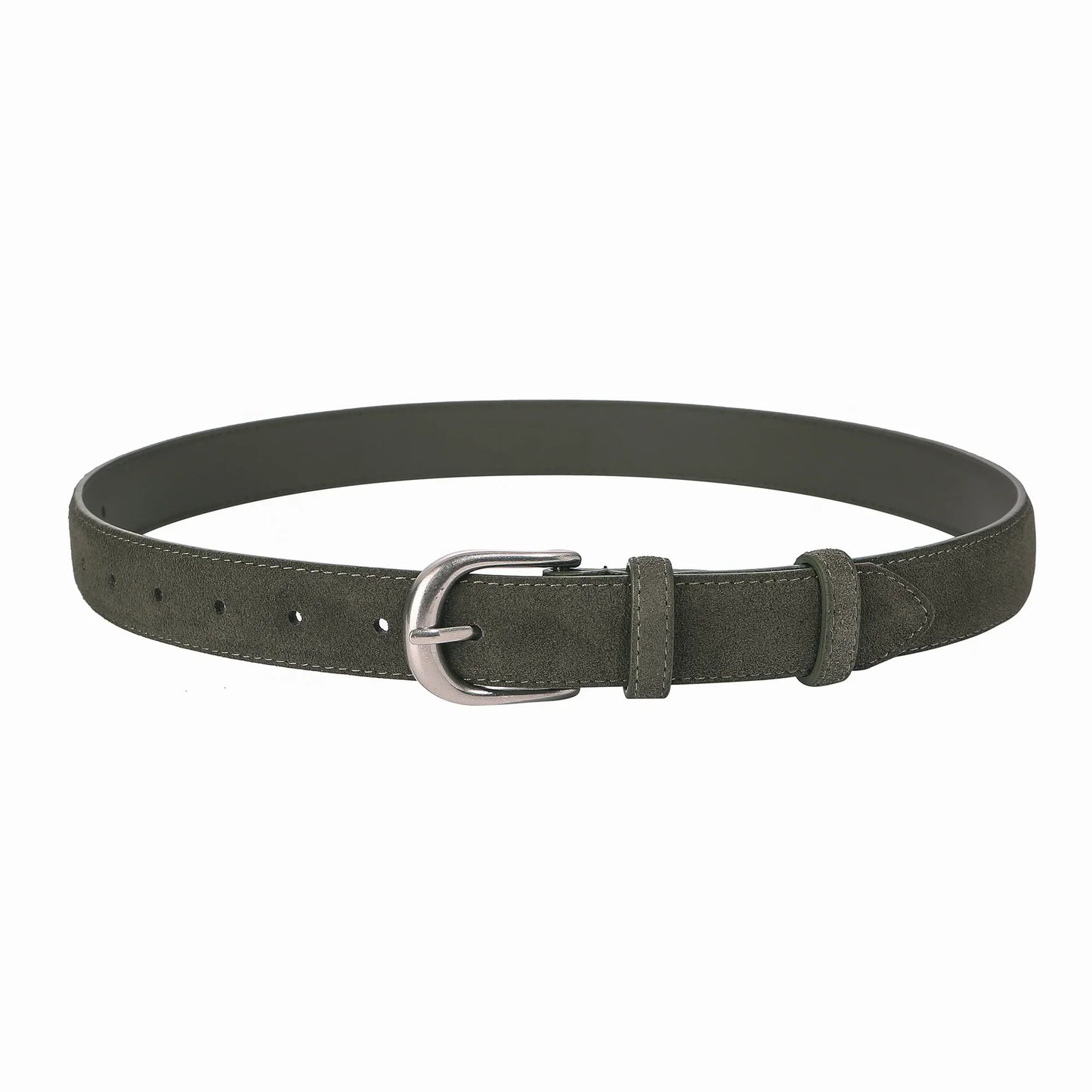 Fashion Suede Cowhide Women‘s Belts Genuine Leather 2.8cm Wide Belt Metal Buckle Women Belt Matched Dress Jeans Skinny Girdle